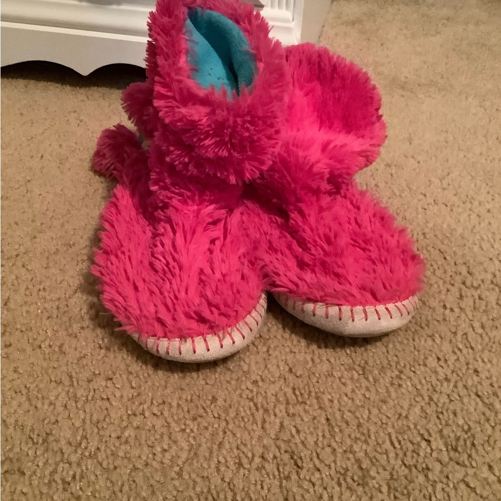 Fuzzy Pink Slipper Boots